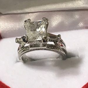Designer 3 Carat Emerald Cut CZ Diamond Ring 925S
